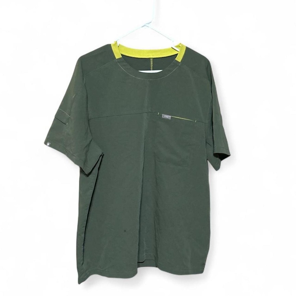 Corfield Henley Scrub Top in Moss Green - XL